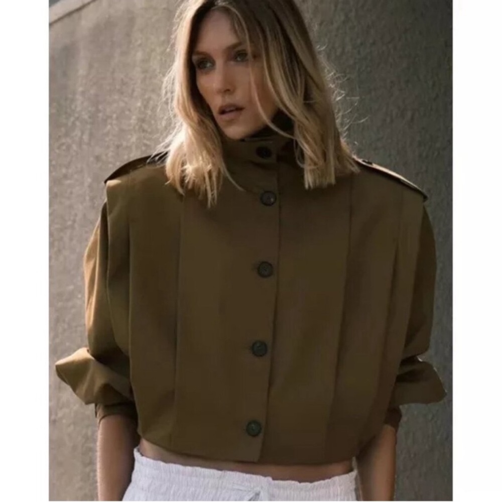 NEW! Zara Pleated Jacket With Tabs ZW Collection - Picture 5 of 6
